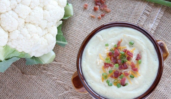 cauliflower “loaded baked potato” soup