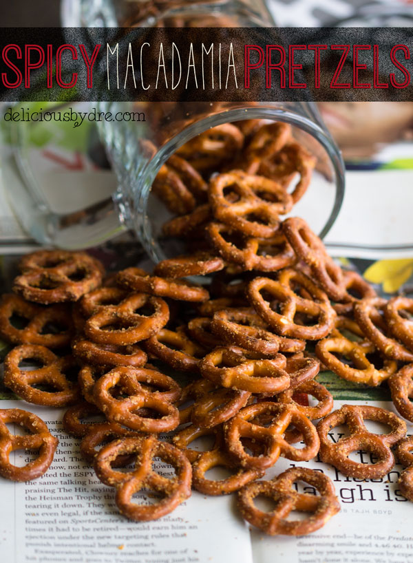 spicy macadamia pretzels