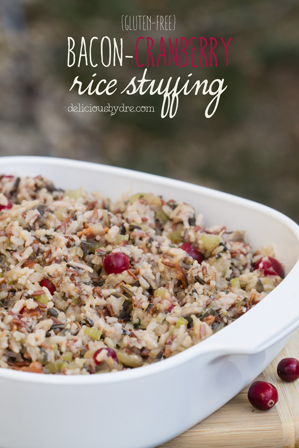 bacon cranberry rice stuffing thanksgiving recipe