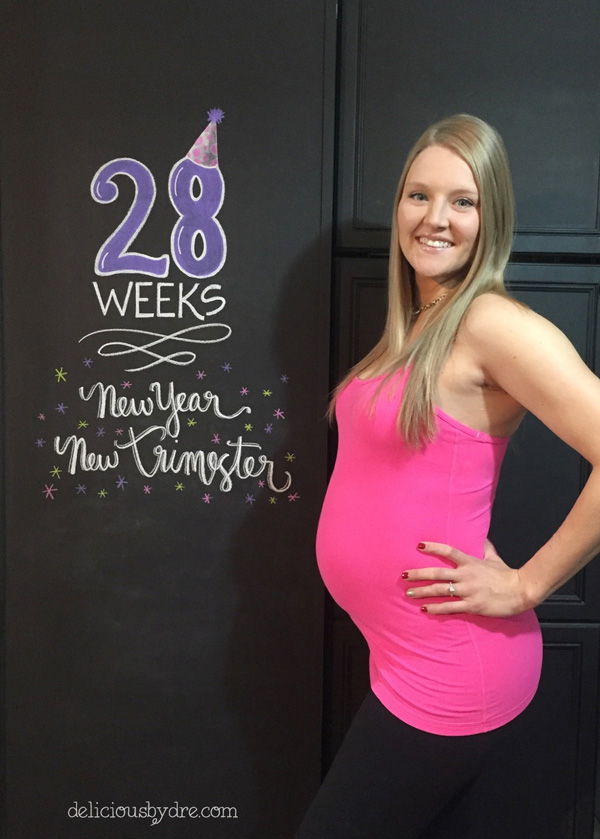 week 28 pregnancy chalkboard tracker