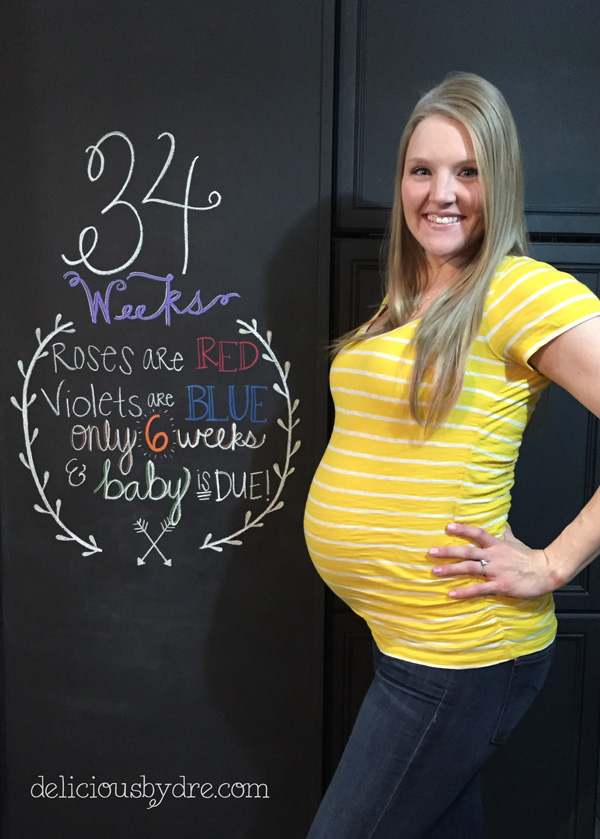 week 34 pregnancy chalkboard tracker